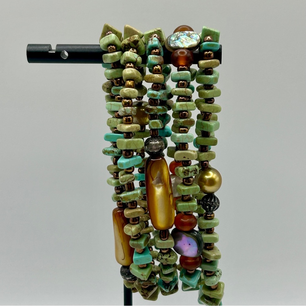 Artisan 5 Stone and Shell Beaded Bracelets - Picture 3 of 7